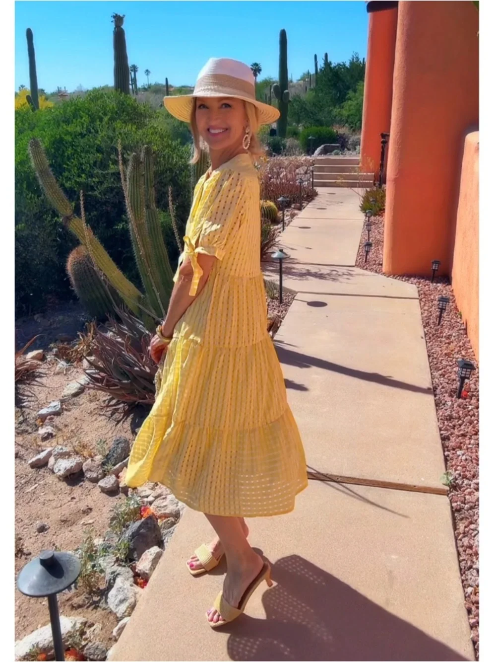 NWT Yellow Lightweight Tiered Eyelet Midi Dress-S - Picture 5 of 17